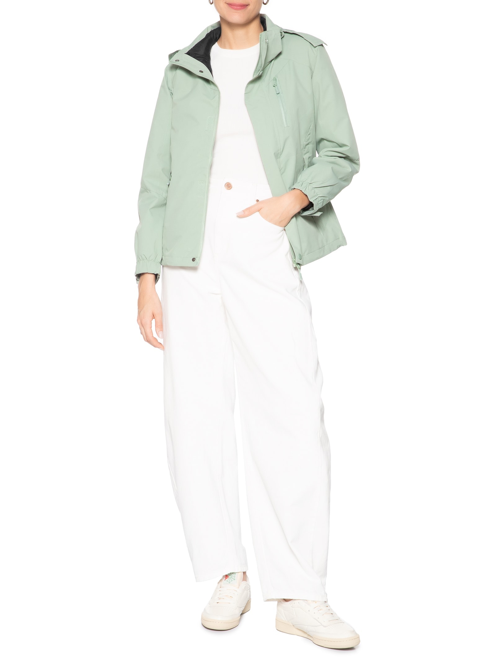 Jaqueta Feminina Dois Em Um Capuz Removível Verde Basiq