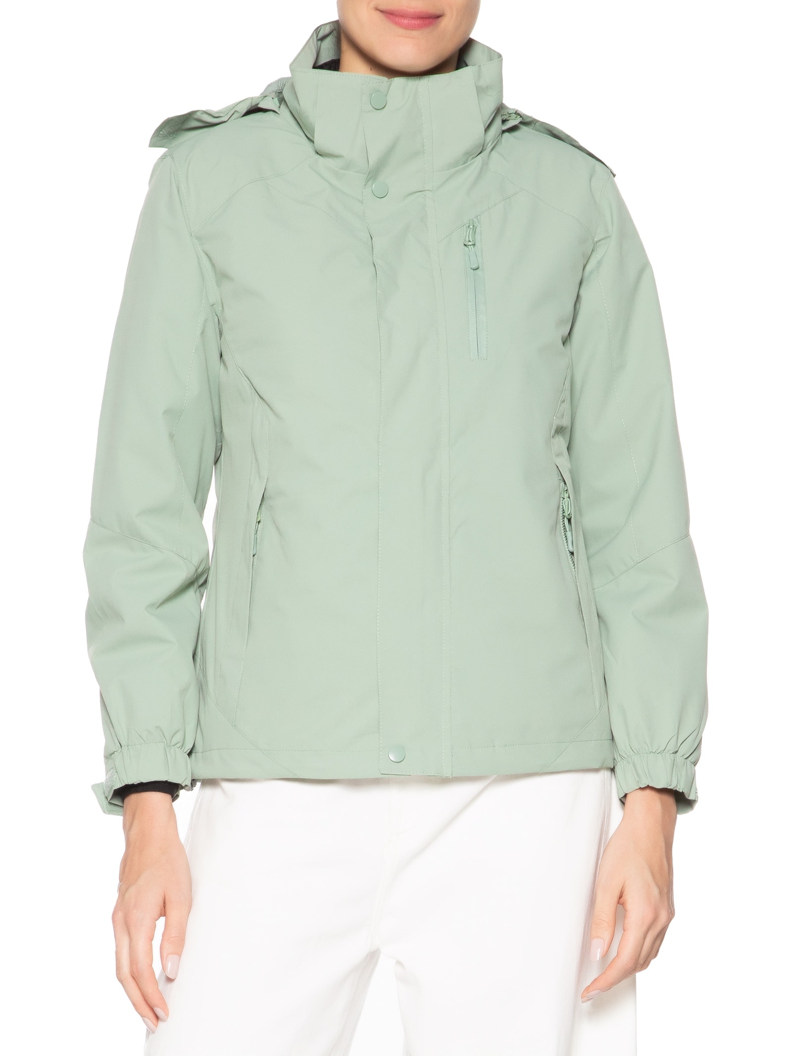 Jaqueta Feminina Dois Em Um Capuz Removível Verde Basiq