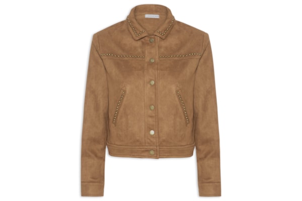 Jaqueta Feminina em Suede com Tachas - Marrom