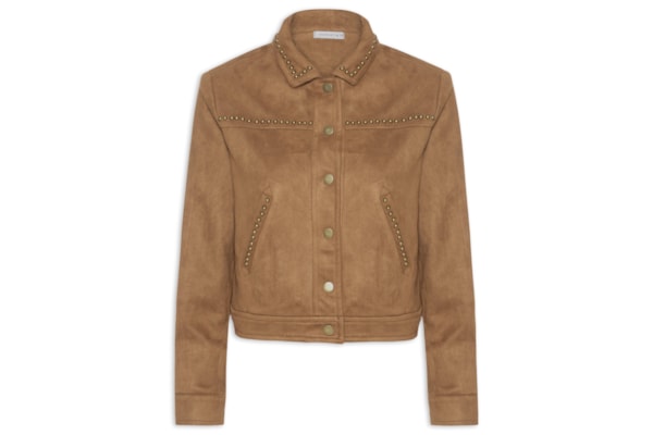 Jaqueta Feminina em Suede com Tachas - Marrom