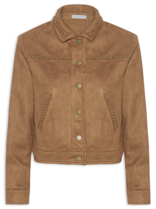 Jaqueta Feminina em Suede com Tachas - Marrom