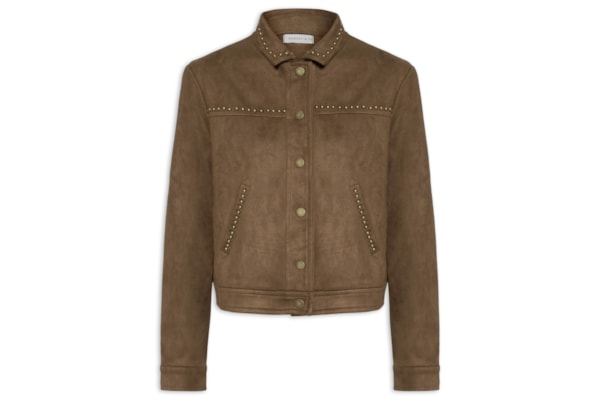 Jaqueta Feminina em Suede com Tachas - Marrom