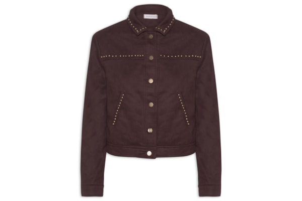 Jaqueta Feminina em Suede com Tachas - Vermelho