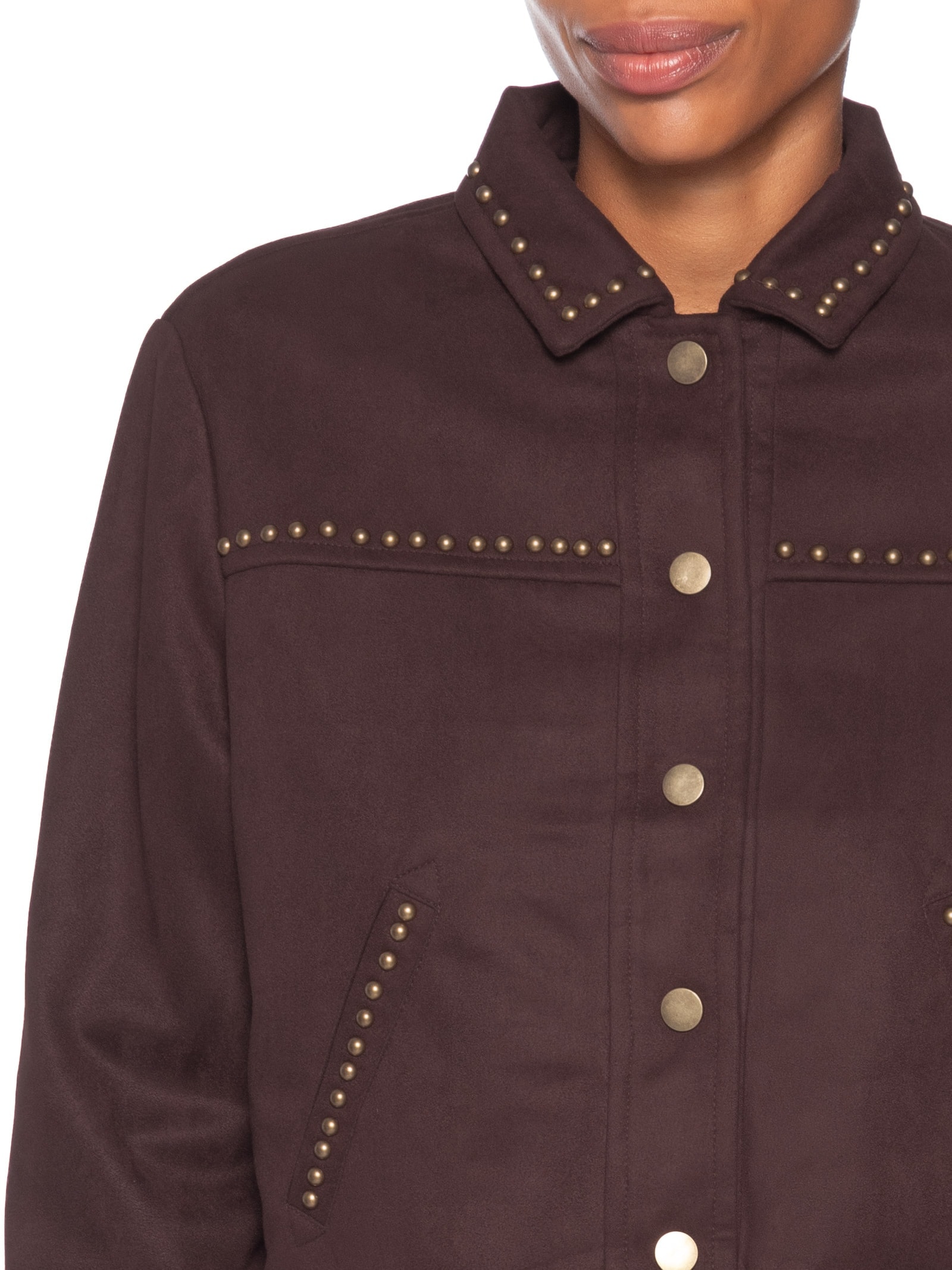 Jaqueta Feminina em Suede com Tachas Vermelho Market 33