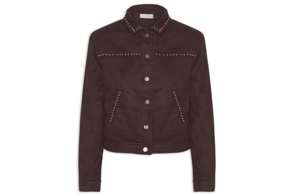 Jaqueta Feminina em Suede com Tachas - Vermelho