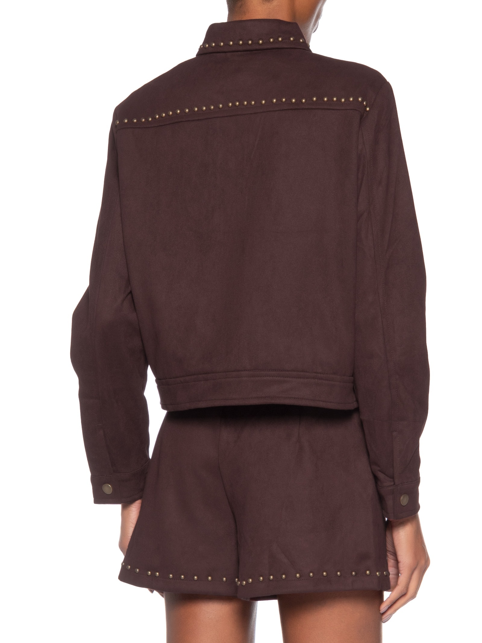 Jaqueta Feminina em Suede com Tachas Vermelho Market 33