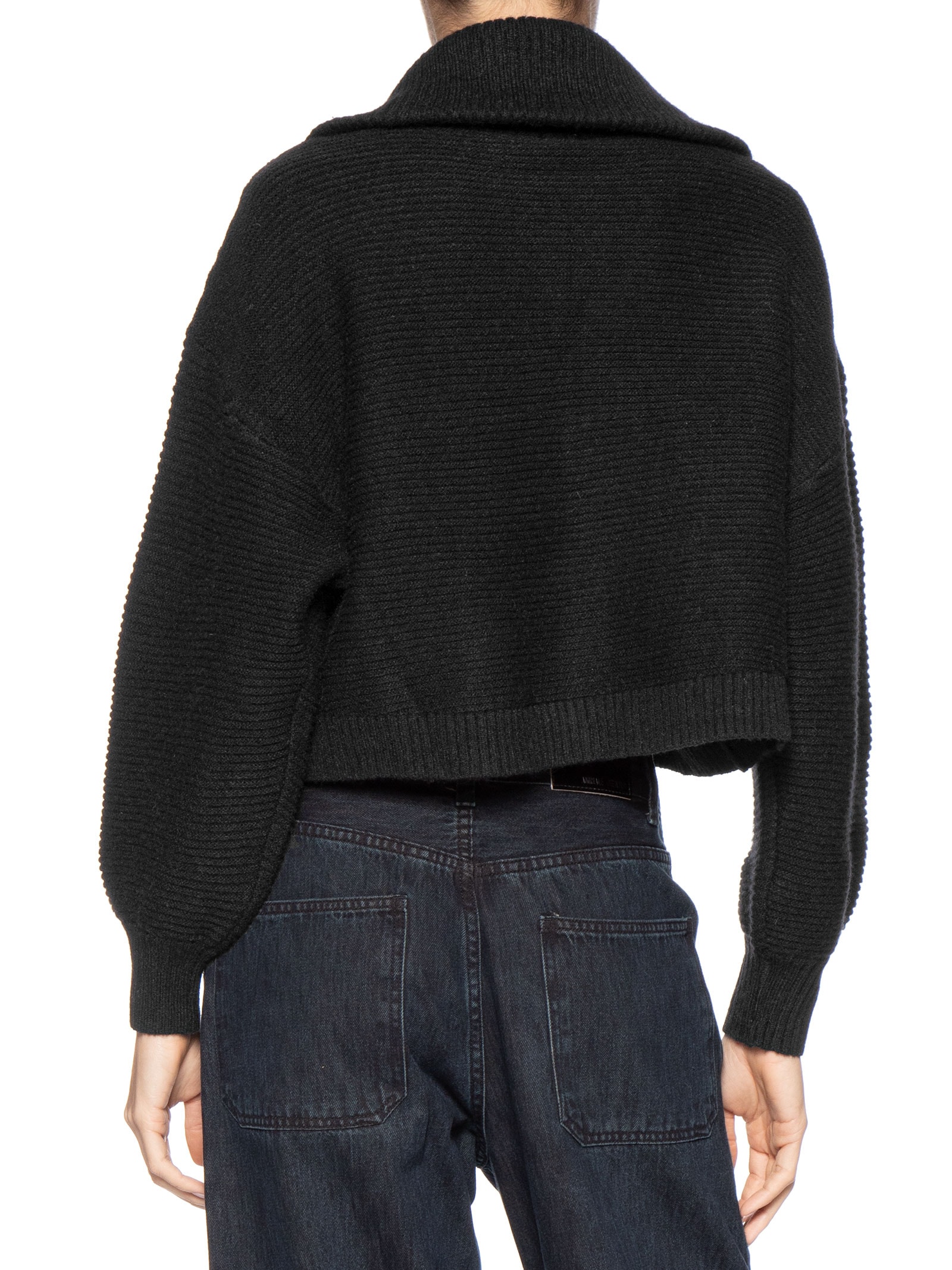 Jaqueta Feminina Em Tricot Zíper Duplo Preto Basiq