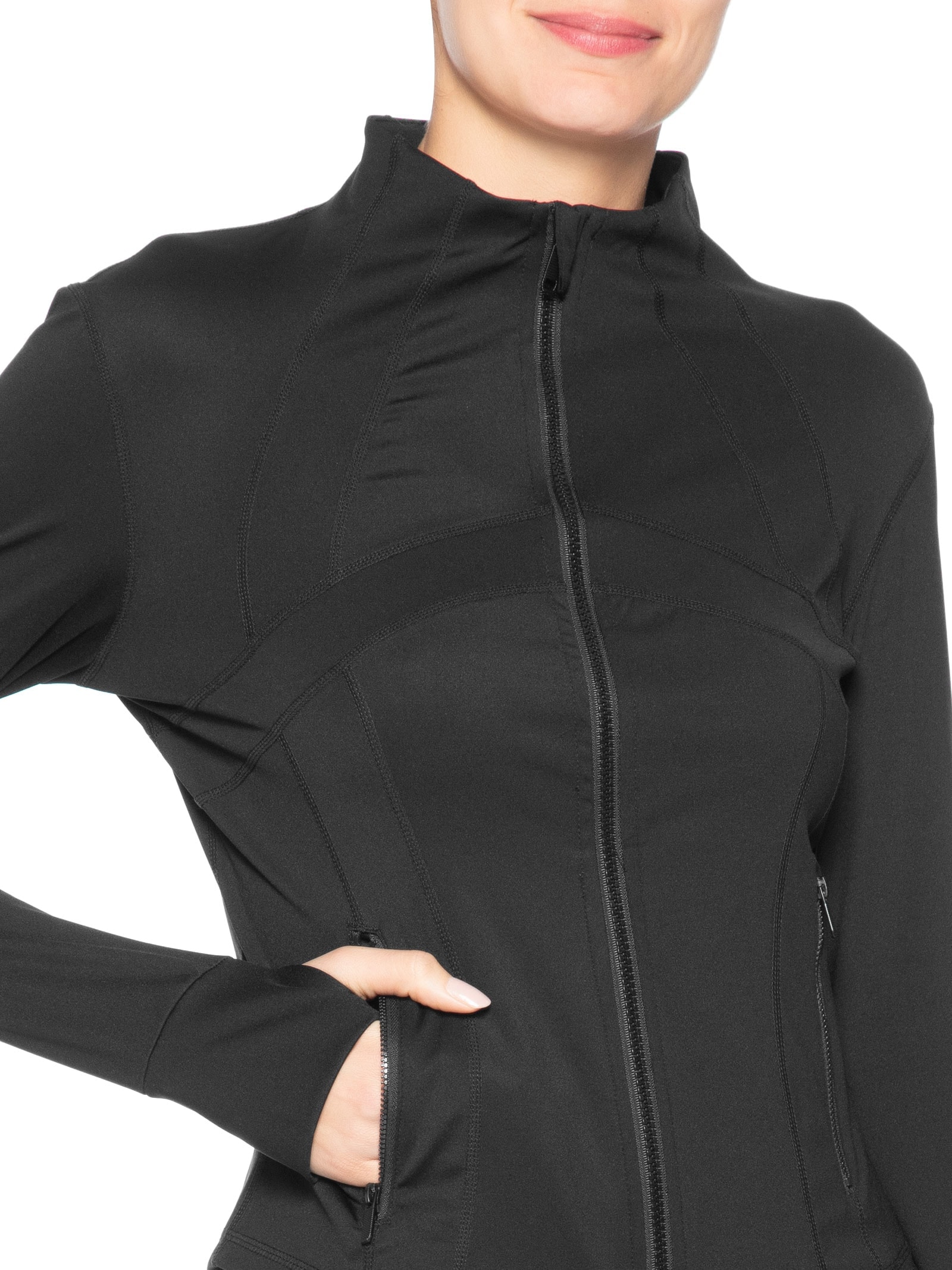 Jaqueta Feminina Esportiva Com Recortes Preto Basiq