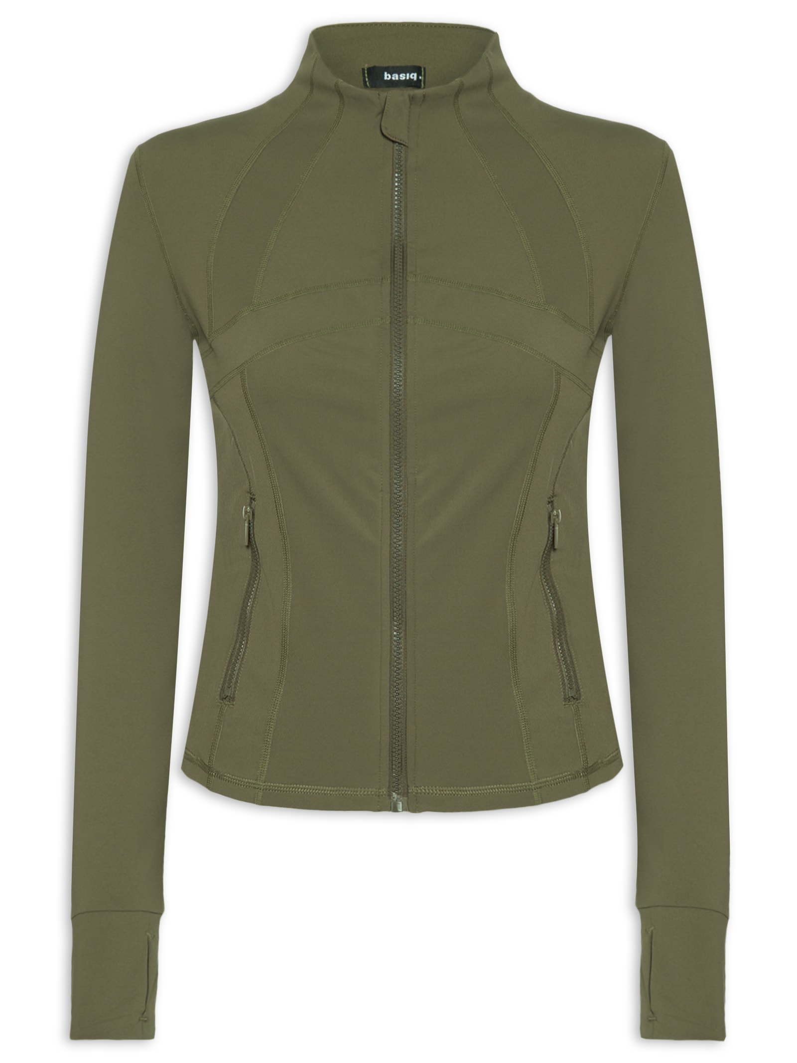 Jaqueta Feminina Esportiva Com Recortes Verde Basiq