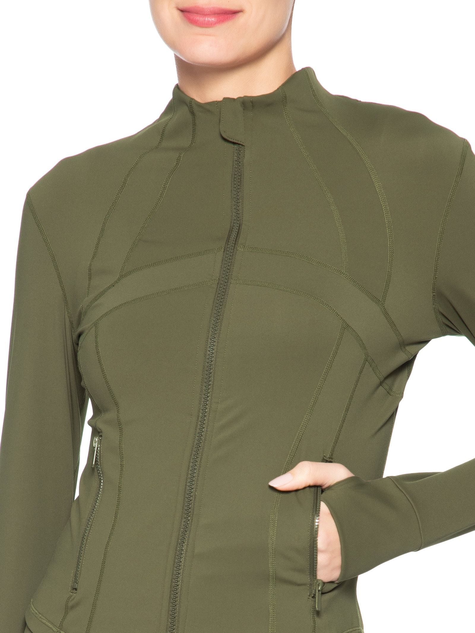 Jaqueta Feminina Esportiva Com Recortes Verde Basiq