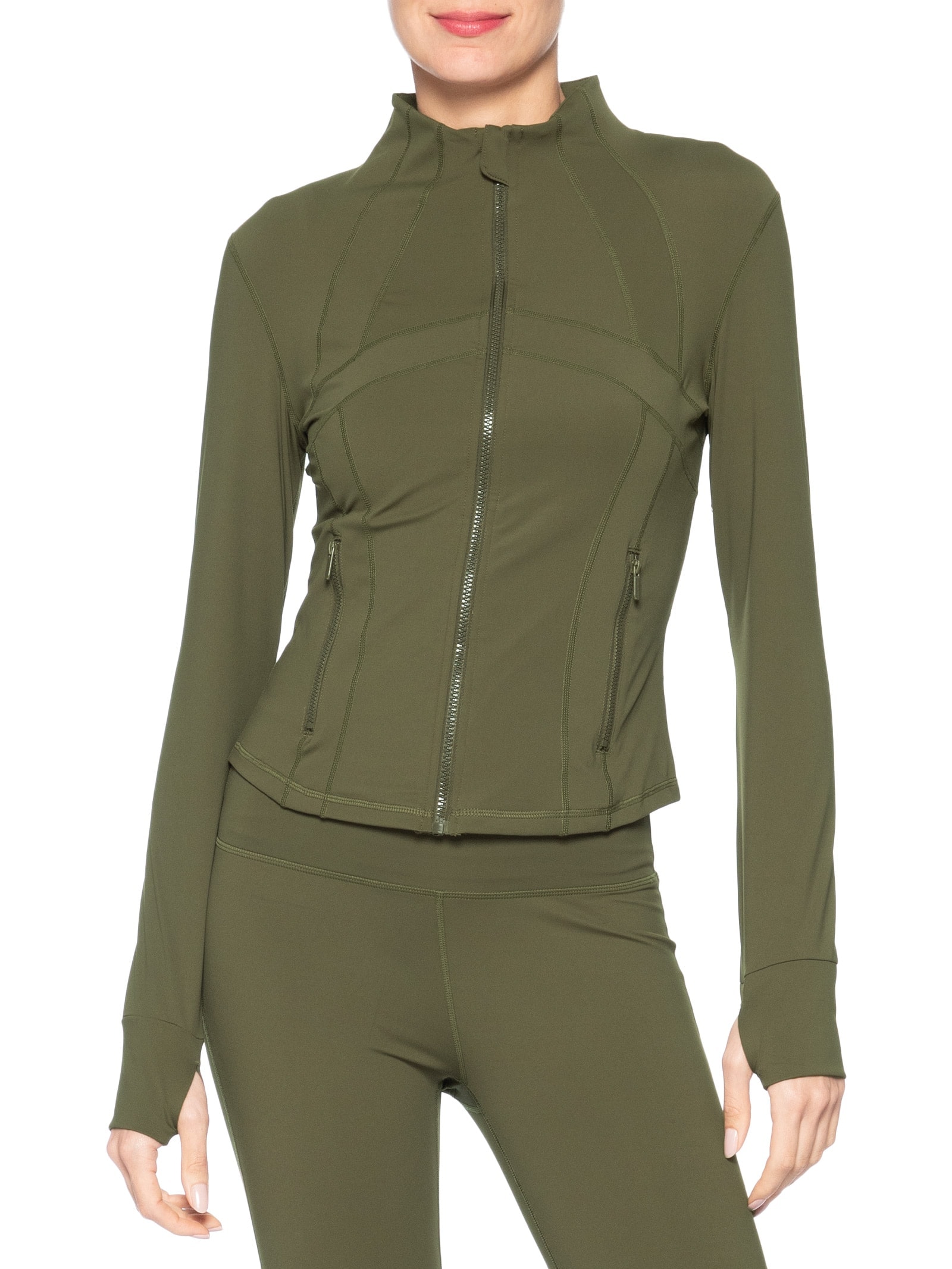 Jaqueta Feminina Esportiva Com Recortes Verde Basiq