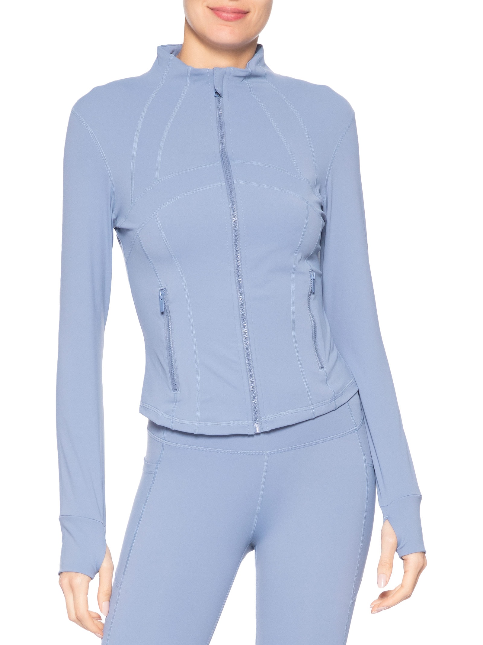 Jaqueta Feminina Esportiva Justa Ao Corpo Azul Basiq