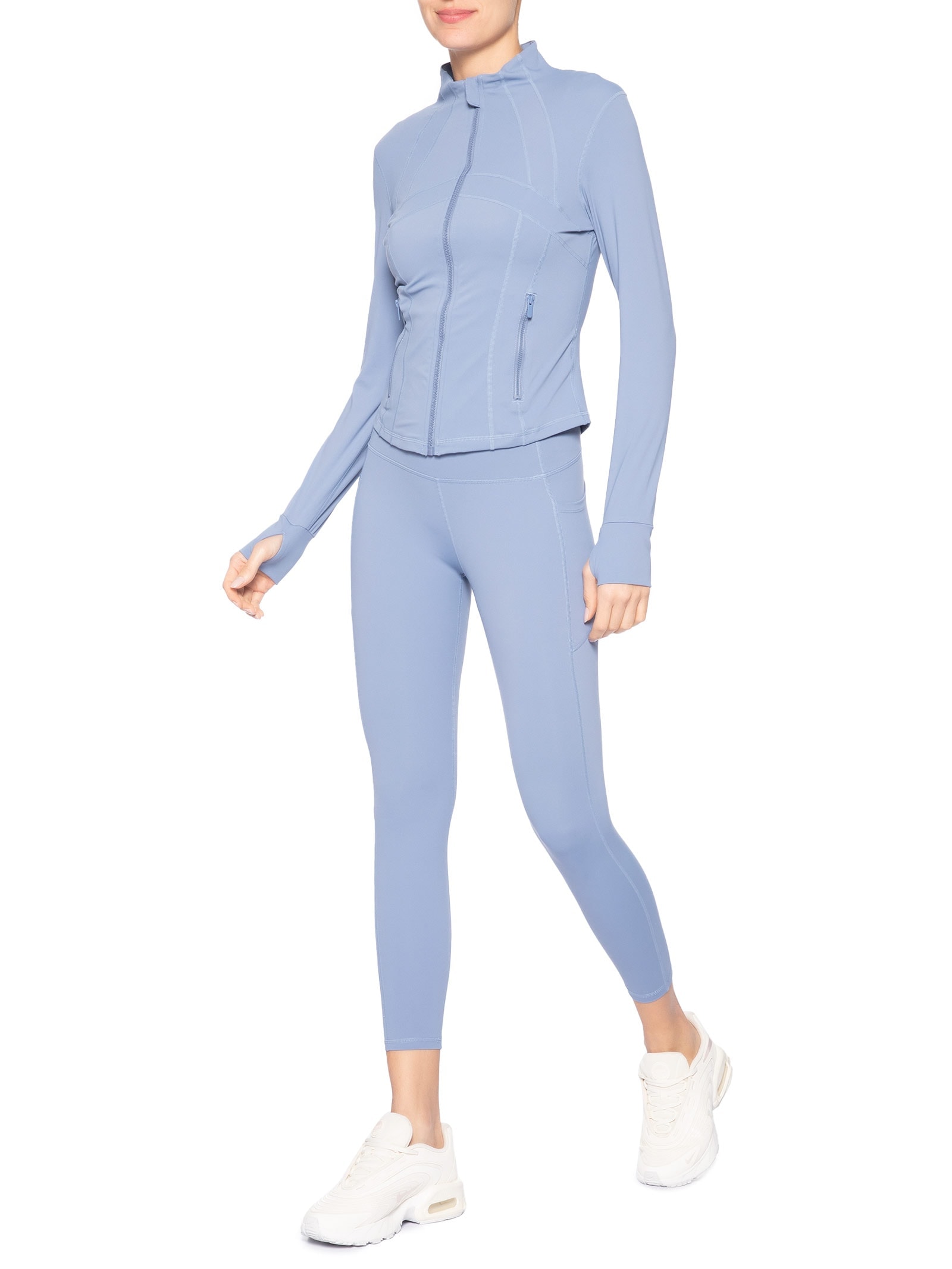 Jaqueta Feminina Esportiva Justa Ao Corpo Azul Basiq