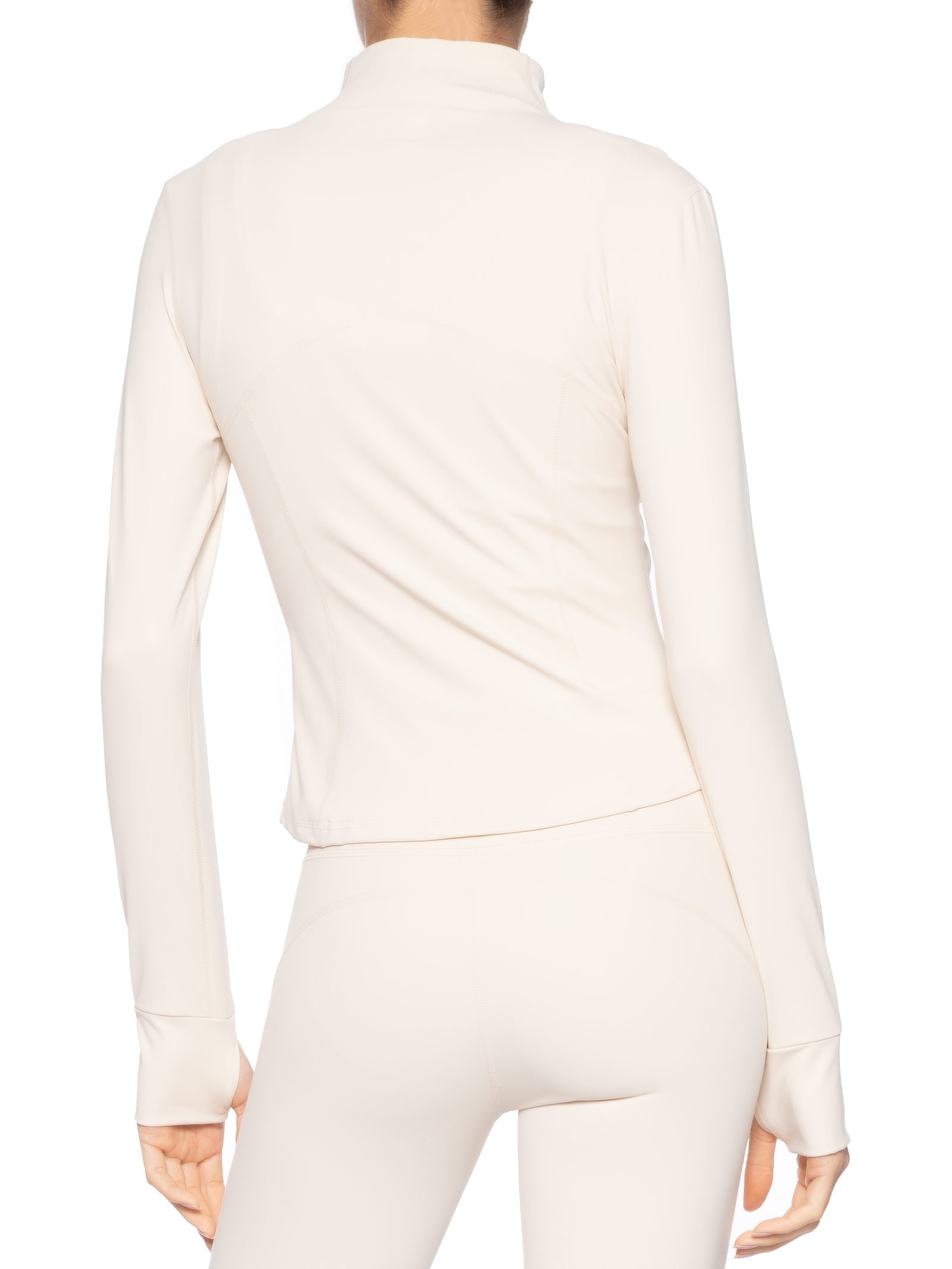 Jaqueta Feminina Esportiva Justa Ao Corpo Bege Basiq