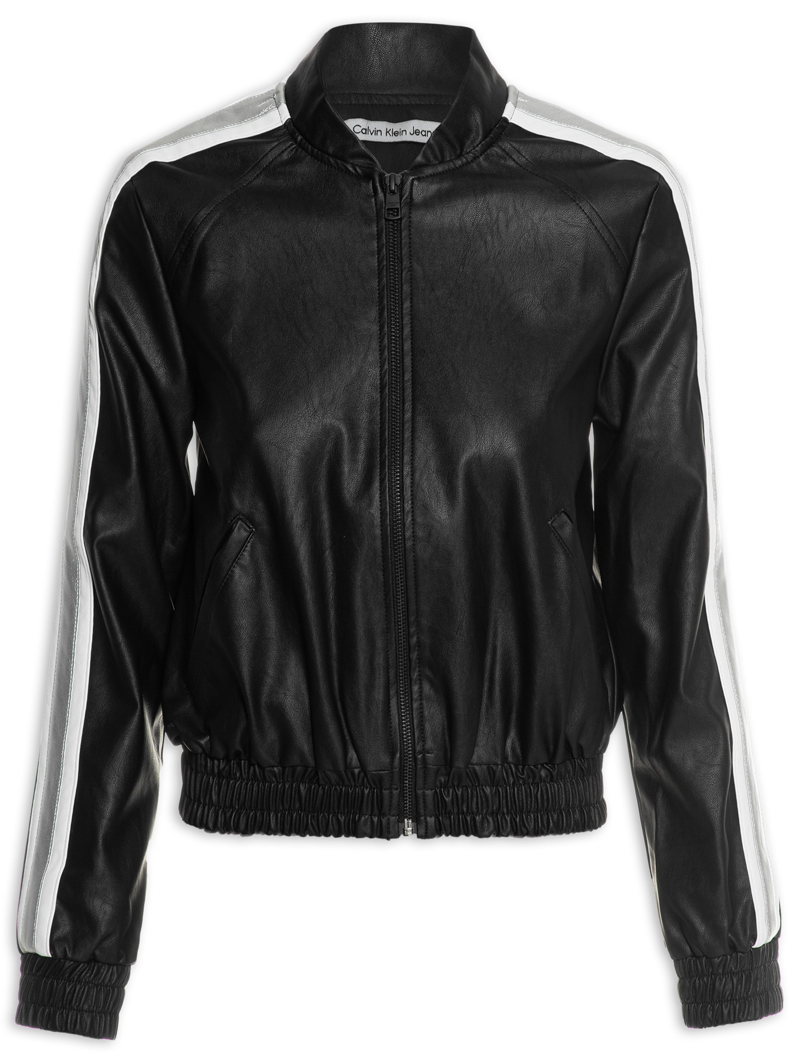 Jaqueta Feminina Faixas Laterais Calvin Klein Jeans Preto