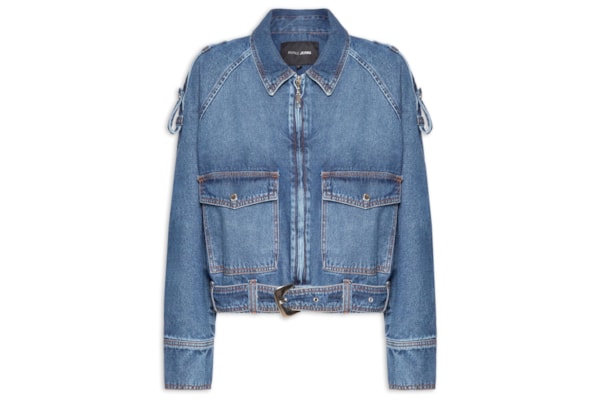 Jaqueta Feminina Jeans Balonê - Azul