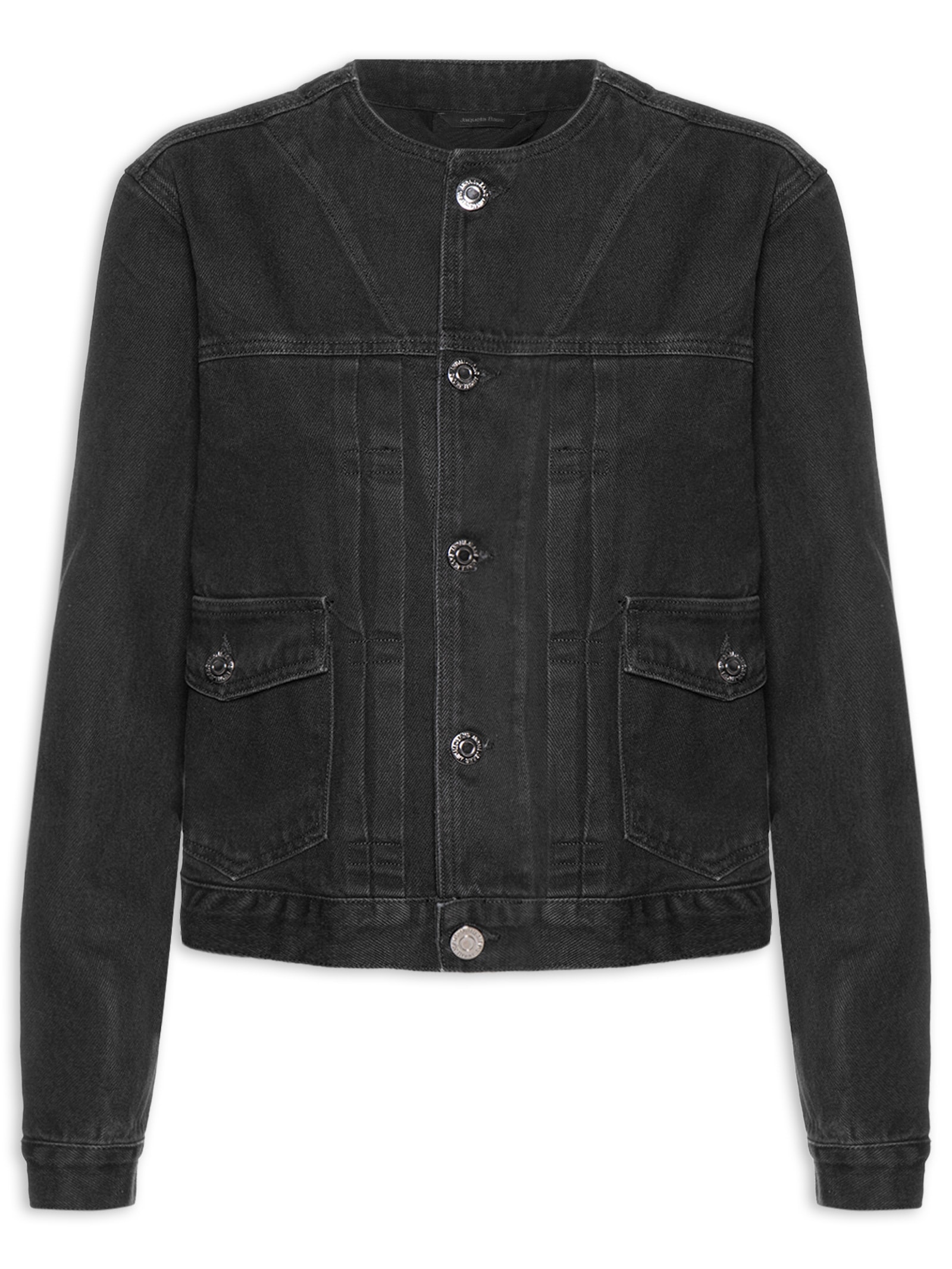 Jaqueta Feminina Jeans Basic Gola Padre Preto Animale Jeans