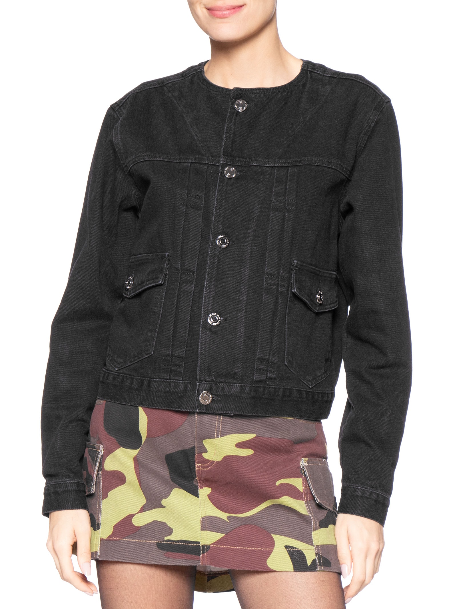 Jaqueta Feminina Jeans Basic Gola Padre Preto Animale Jeans