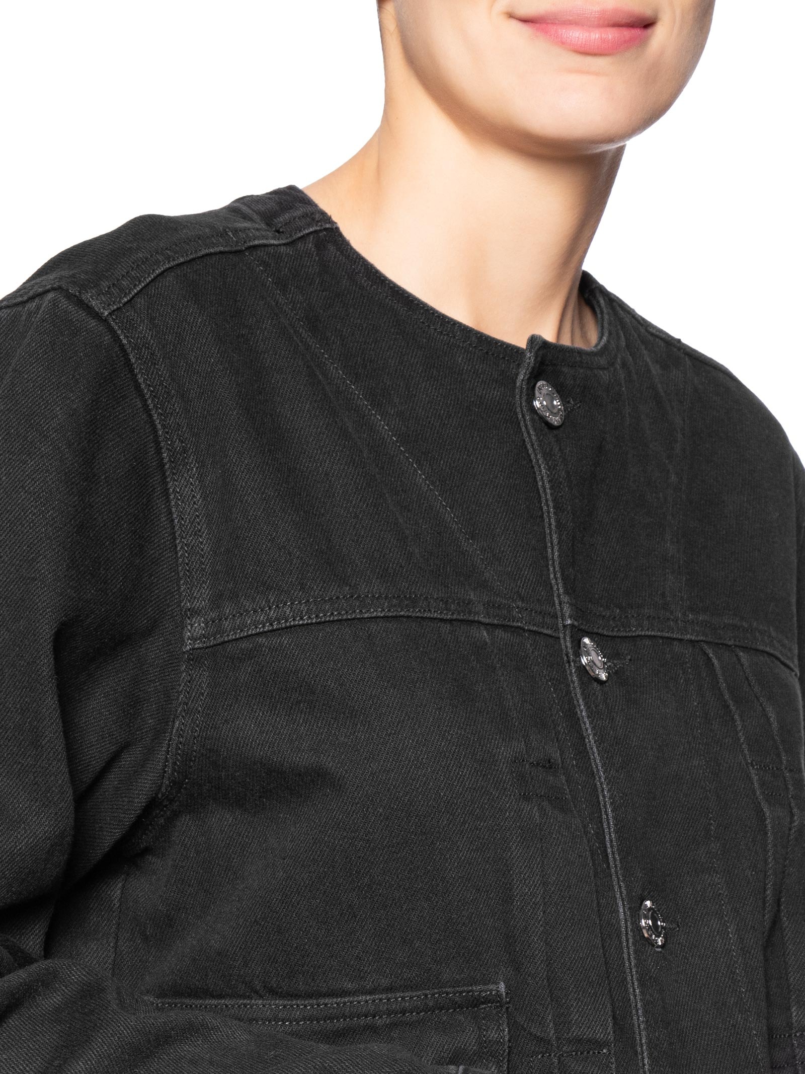 Jaqueta Feminina Jeans Basic Gola Padre Preto Animale Jeans