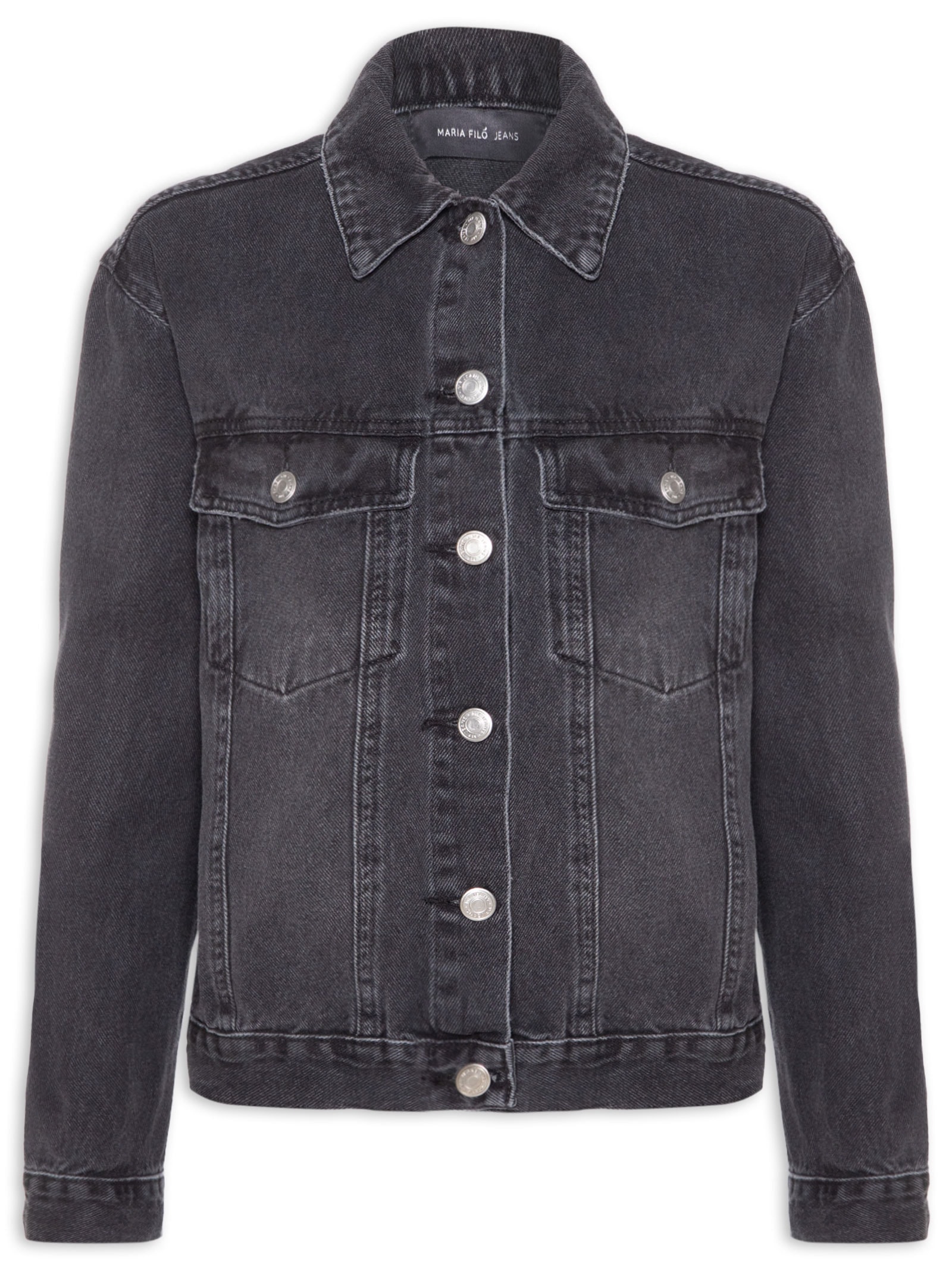 Jaqueta Feminina Jeans Black Used Preto Maria Filó