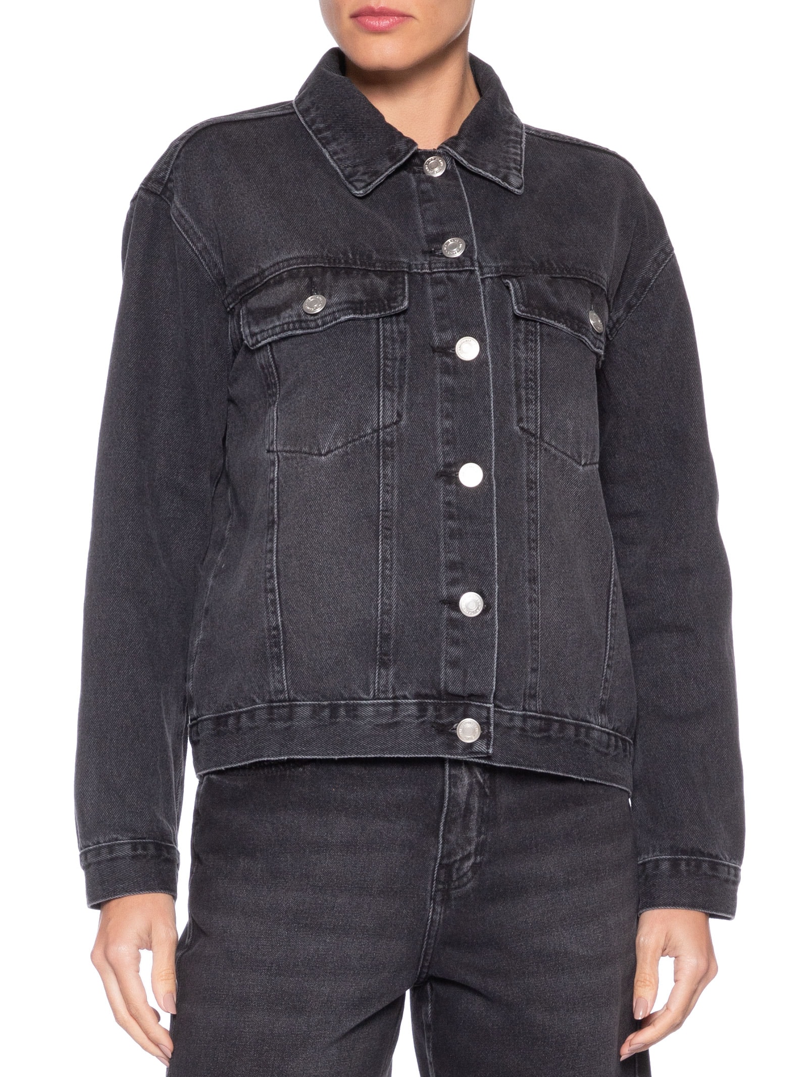Jaqueta Feminina Jeans Black Used Preto Maria Filó