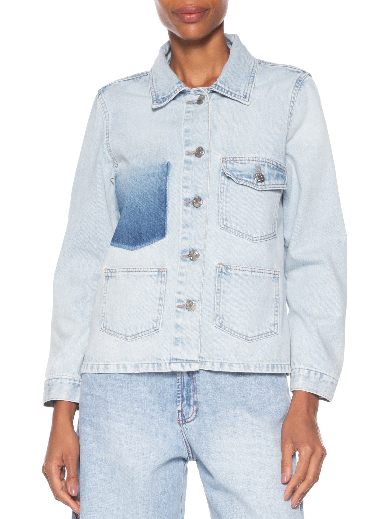 Jaqueta Feminina Jeans Bolso Reserva Azul Maria Filó