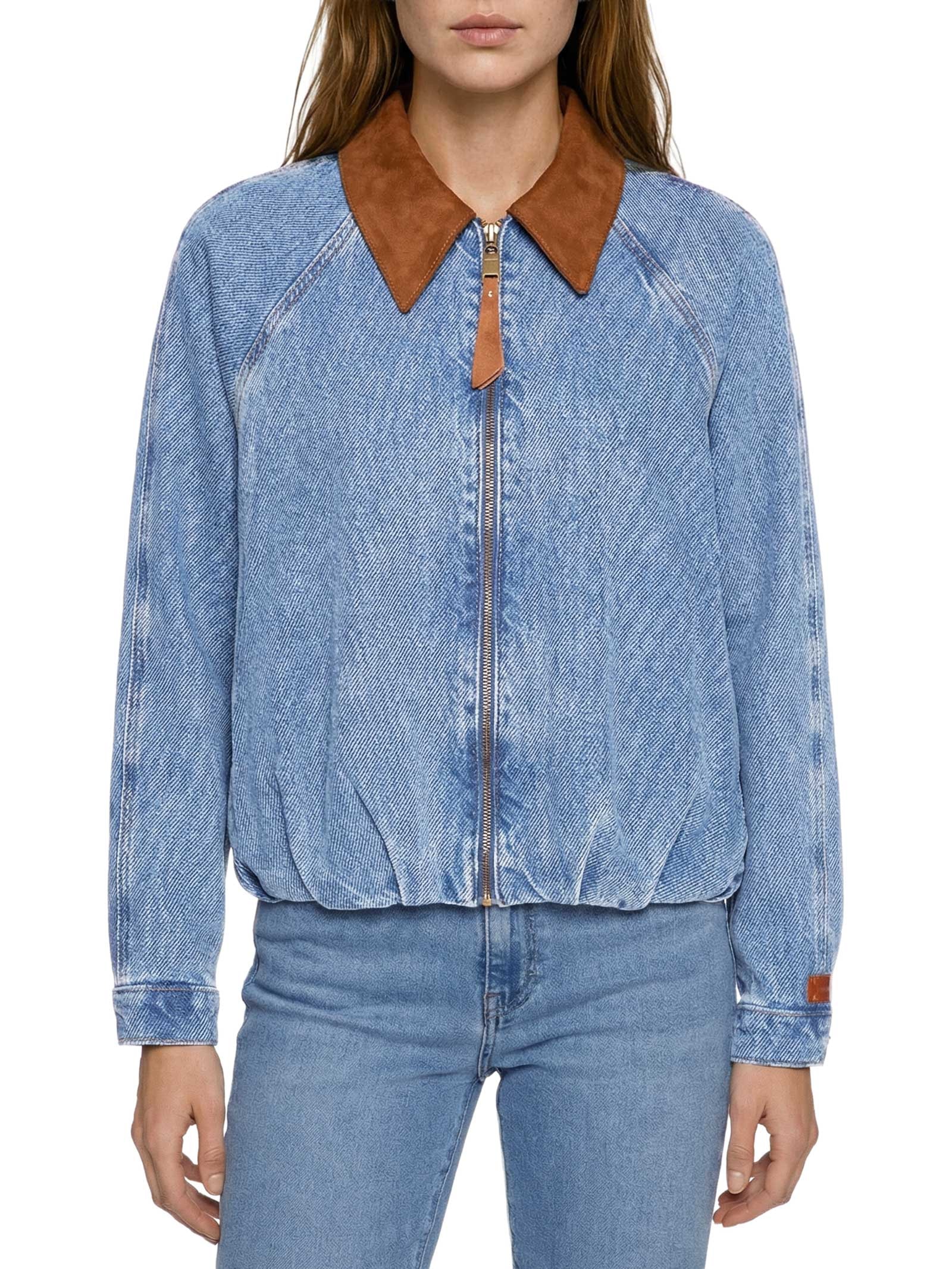 Jaqueta Feminina Jeans Bomber Azul Lança Perfume