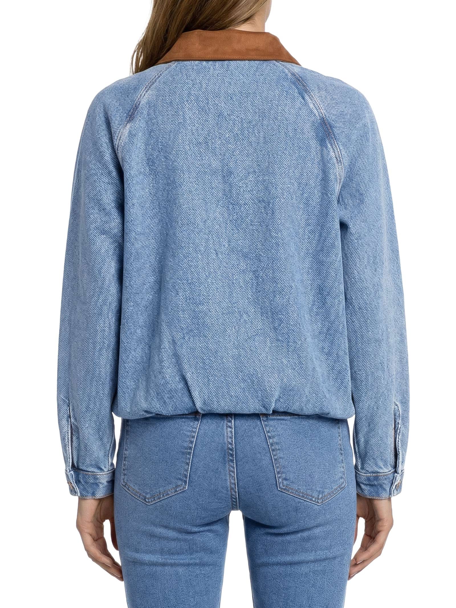 Jaqueta Feminina Jeans Bomber Azul Lança Perfume