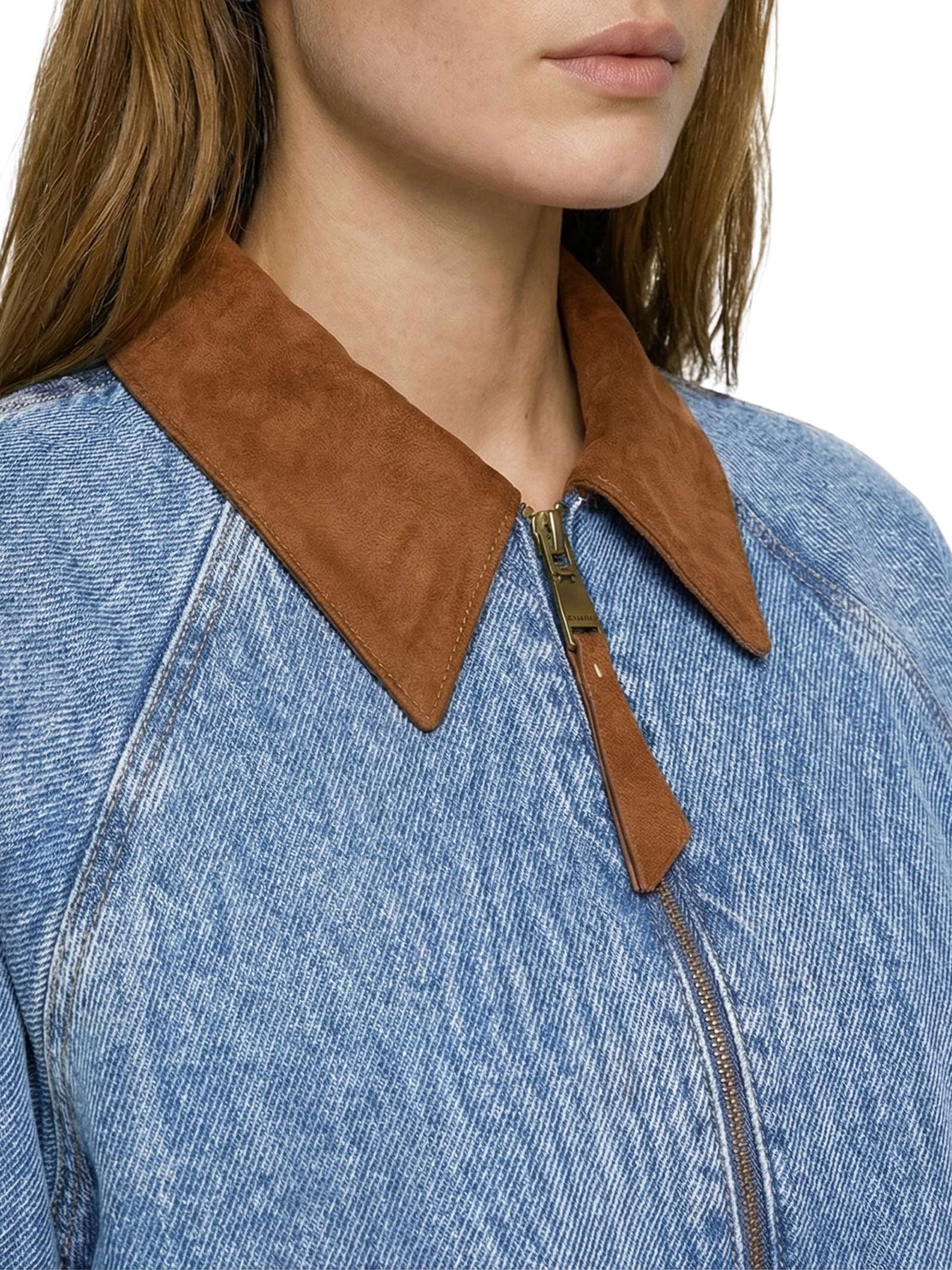 Jaqueta Feminina Jeans Bomber Azul Lança Perfume