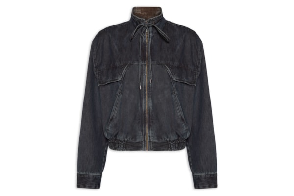 Jaqueta Feminina Jeans Bomber Recortes - Azul