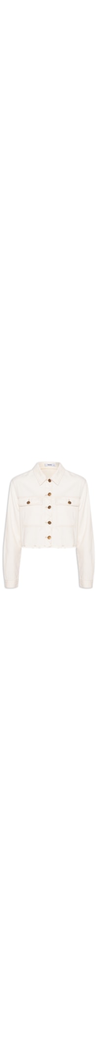 Jaqueta Feminina Jeans Com Bolso - Off White