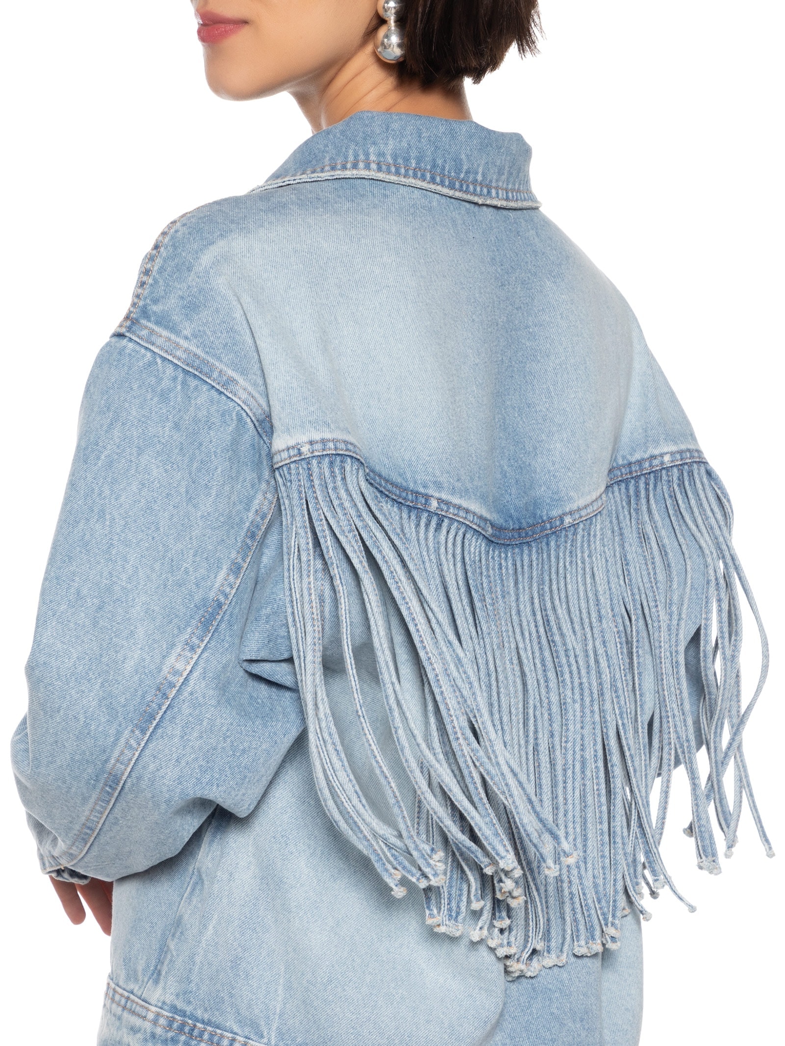 Jaqueta Feminina Jeans Com Franja Azul My Favorite