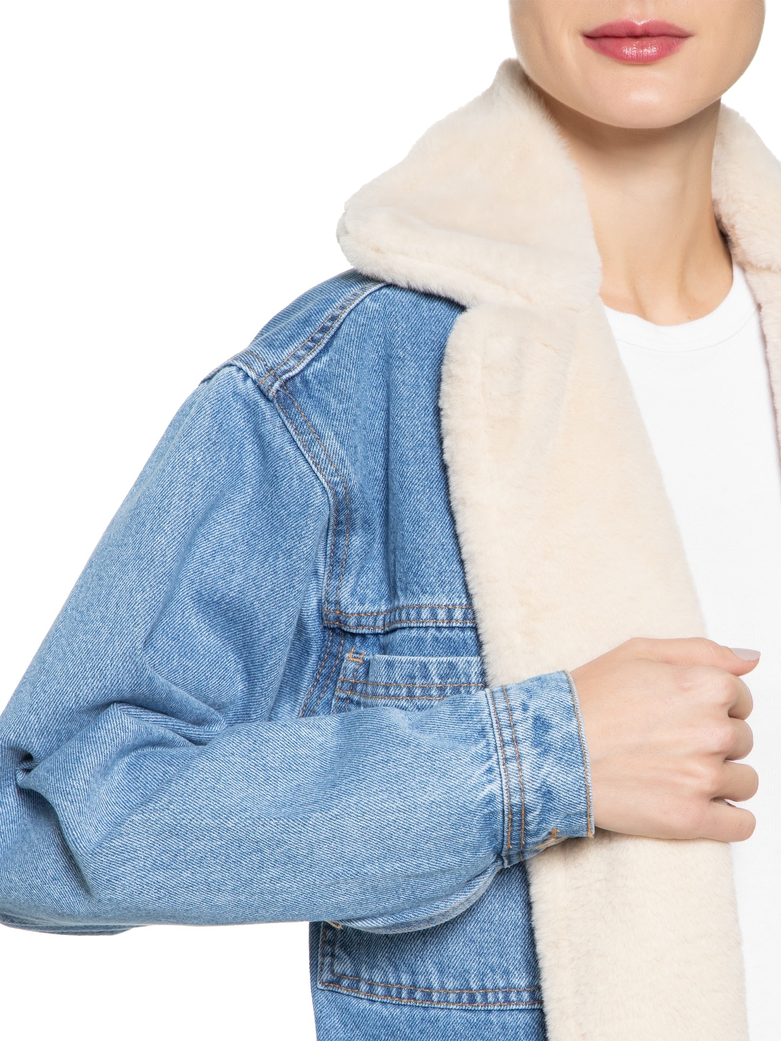 Jaqueta Feminina Jeans Com Pelo Azul My Favorite Things