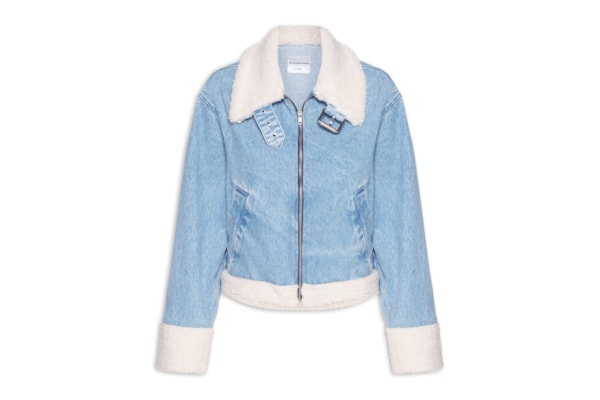 Jaqueta Feminina Jeans Com Pelo - Azul