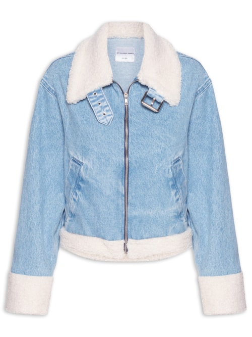 Jaqueta Feminina Jeans Com Pelo – Azul