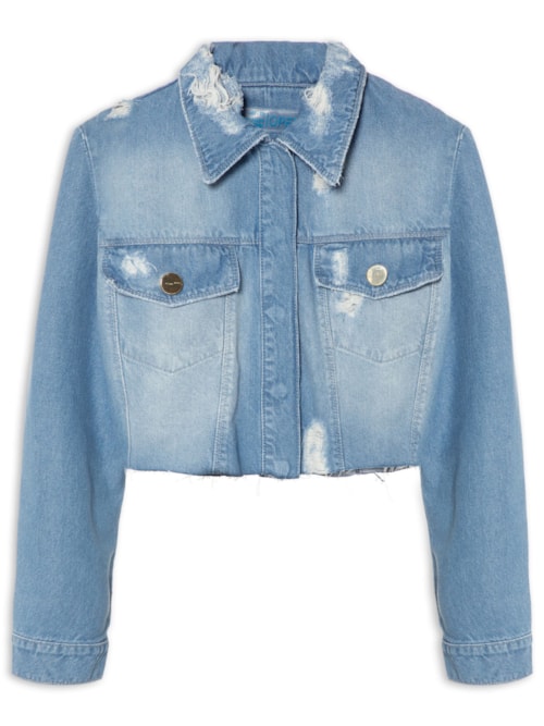 Jaqueta Feminina Jeans Cropped – Azul