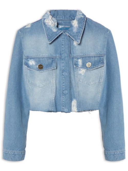 Jaqueta Feminina Jeans Cropped - Azul