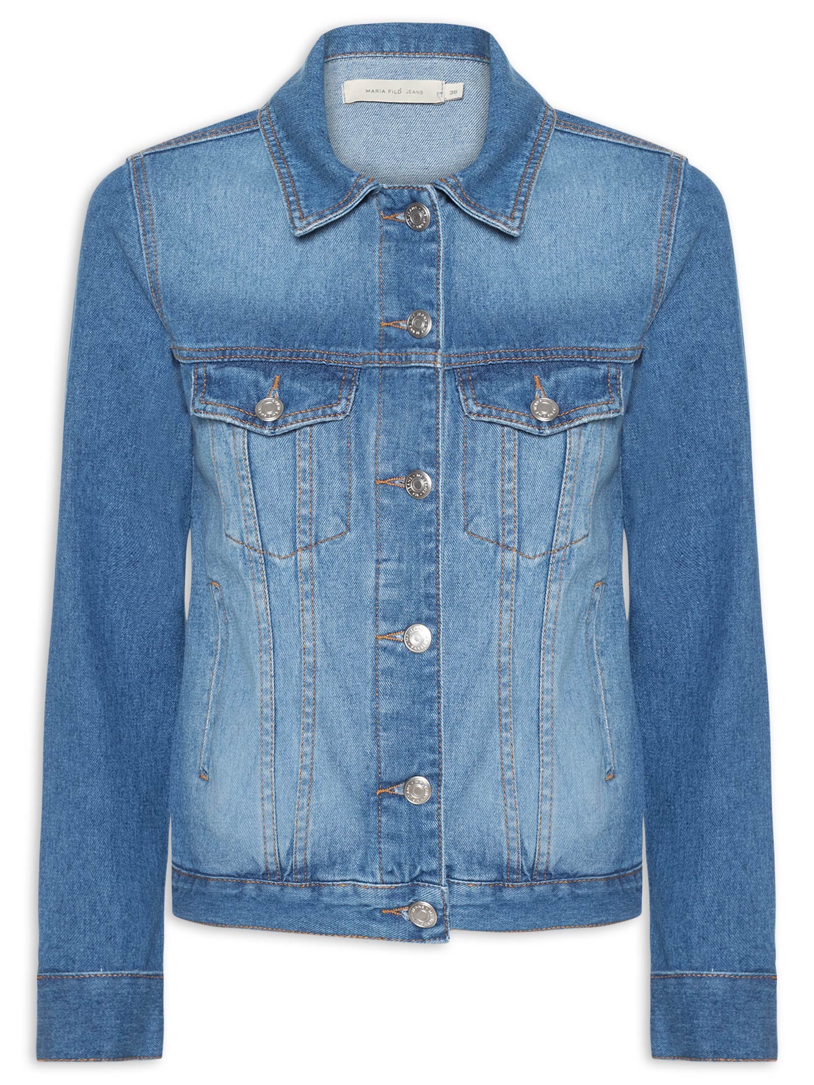 Jaqueta Feminina Jeans Desgastes Vintage – Azul Maria Filó