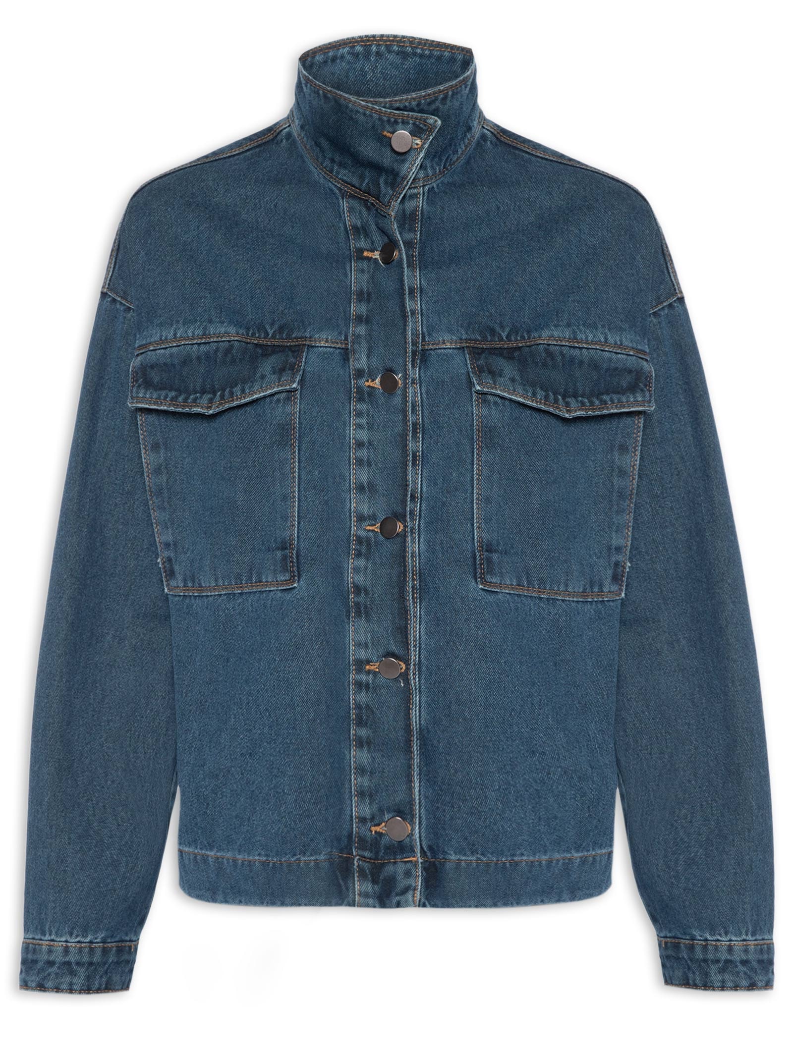 Jaqueta Feminina Jeans Gola Alta Azul Market 33