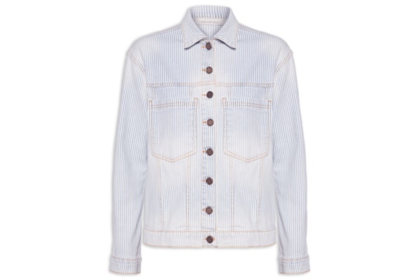 Jaqueta Feminina Jeans Listrado - Azul