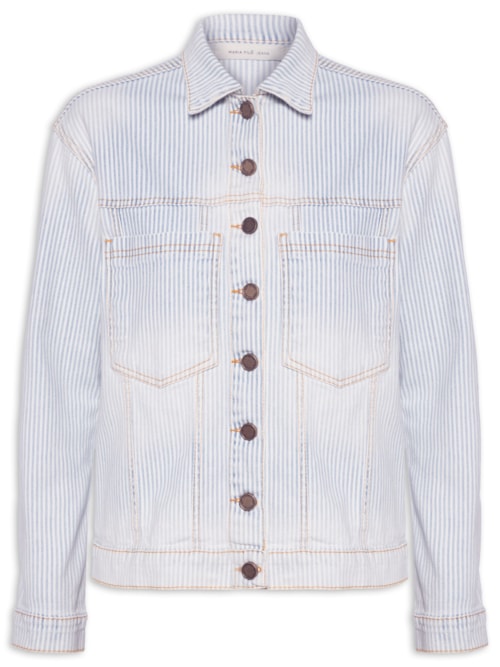 Jaqueta Feminina Jeans Listrado – Azul