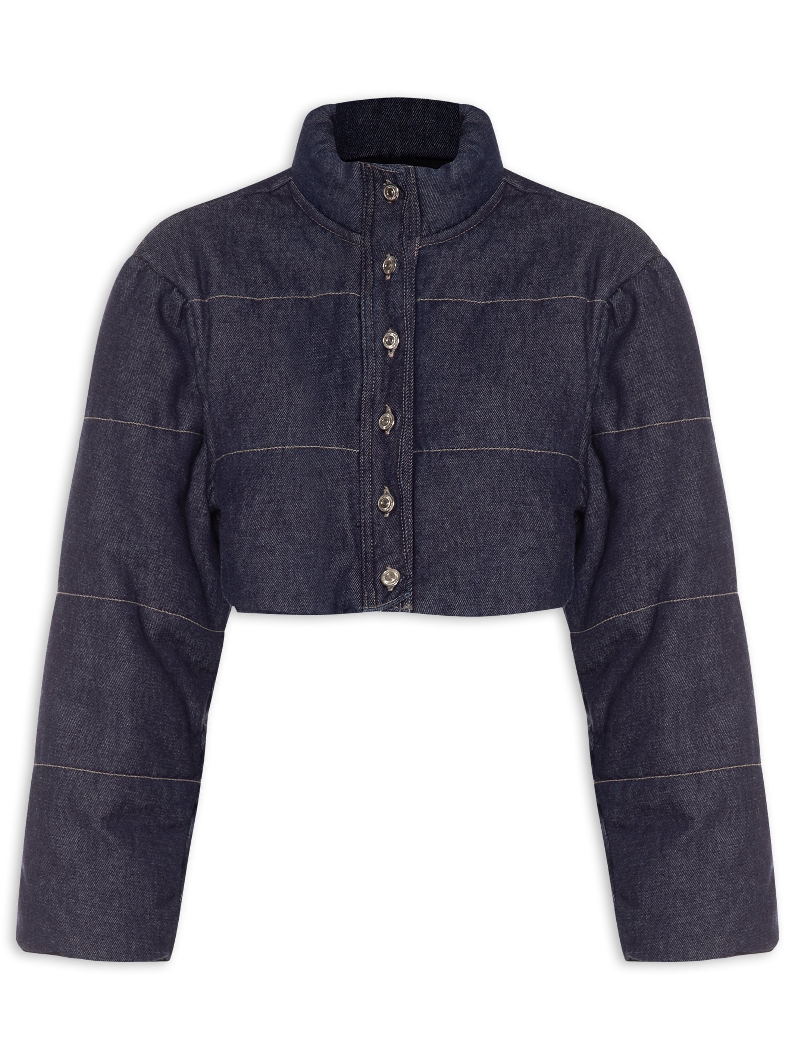 Jaqueta Feminina Jeans Puffer Cropped Azul My Favorite Things