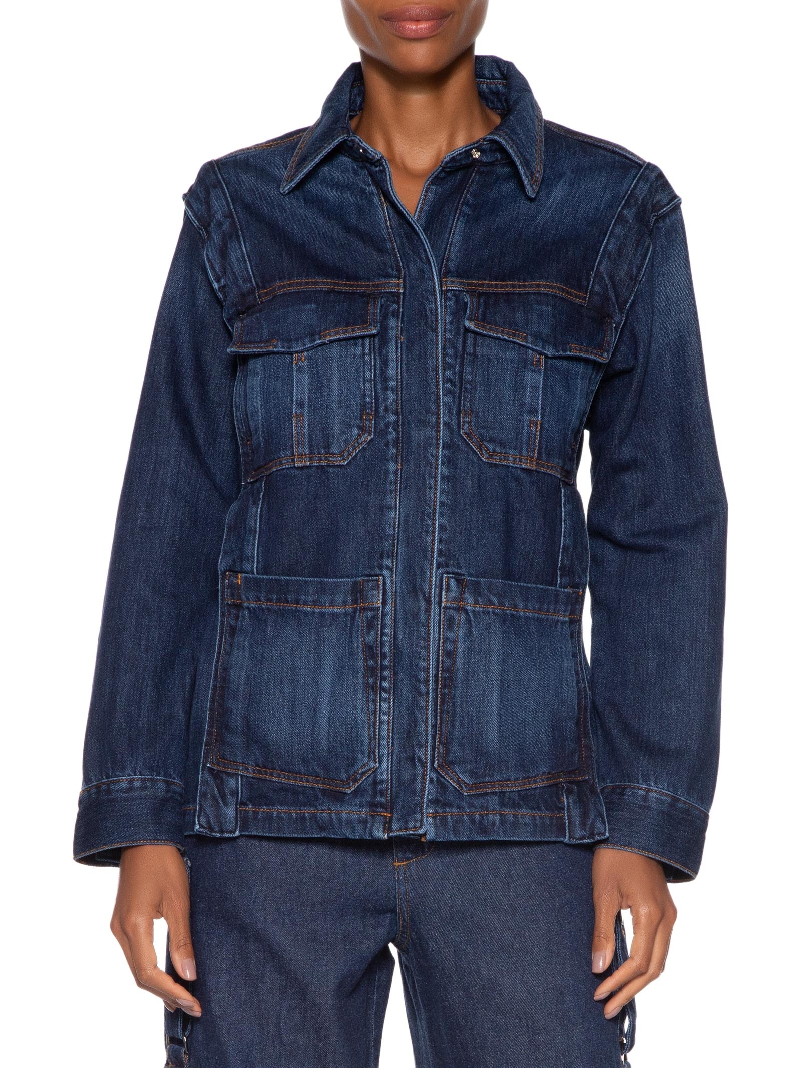 Jaqueta Feminina Jeans Recorte Cava Azul Animale