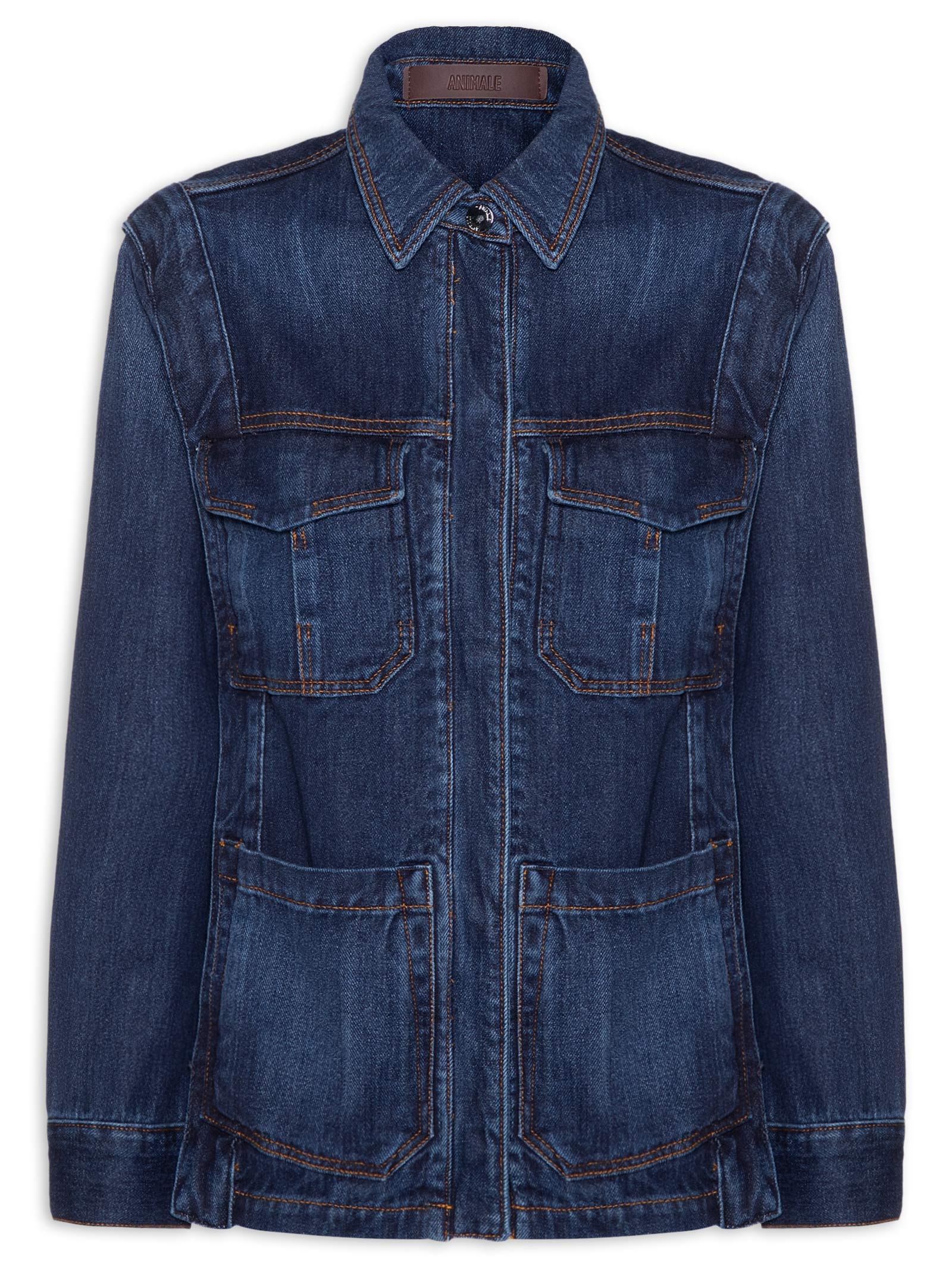 Jaqueta Feminina Jeans Recorte Cava Azul Animale