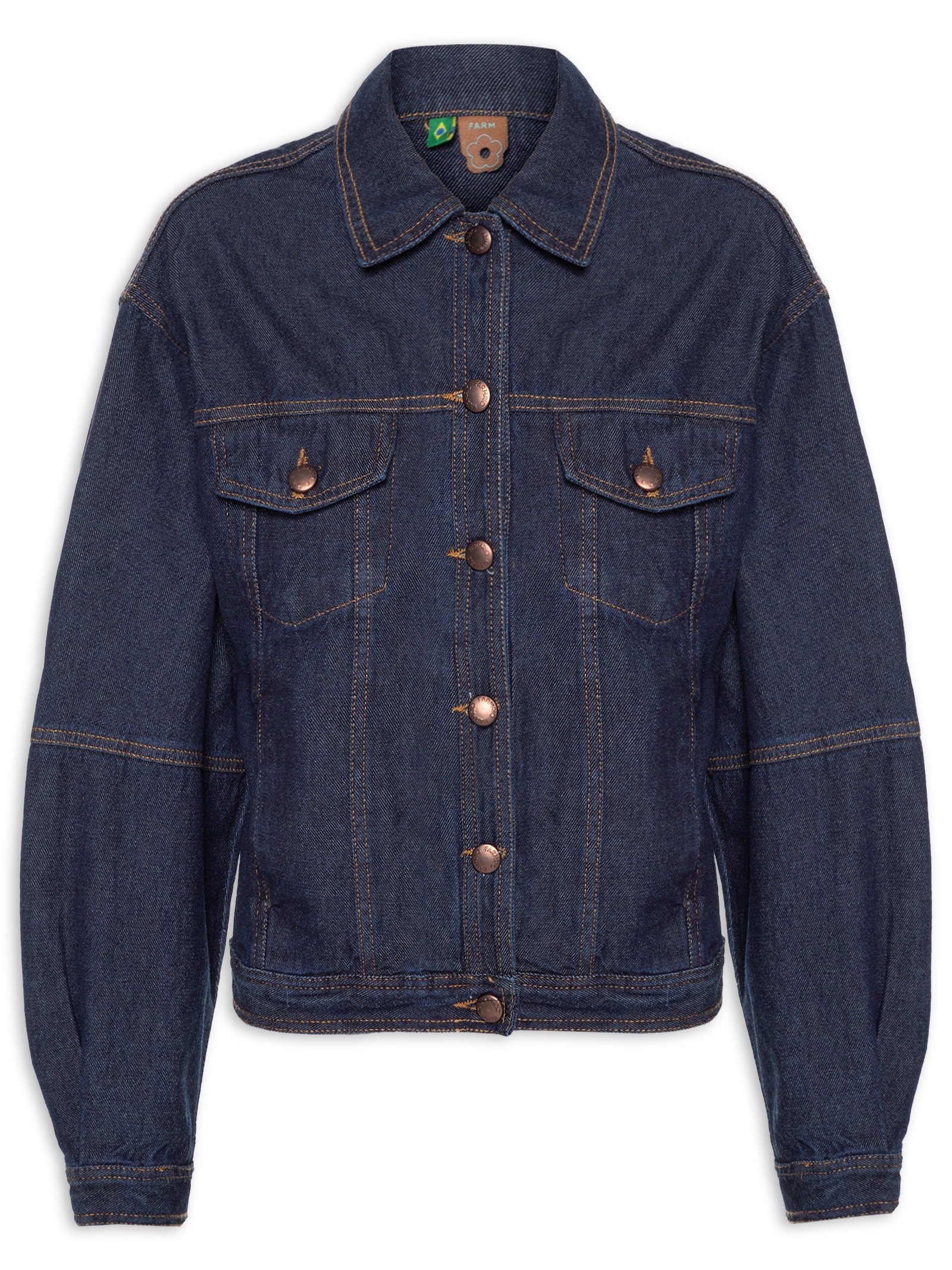 Jaqueta Feminina Jeans Recorte Western Azul Farm