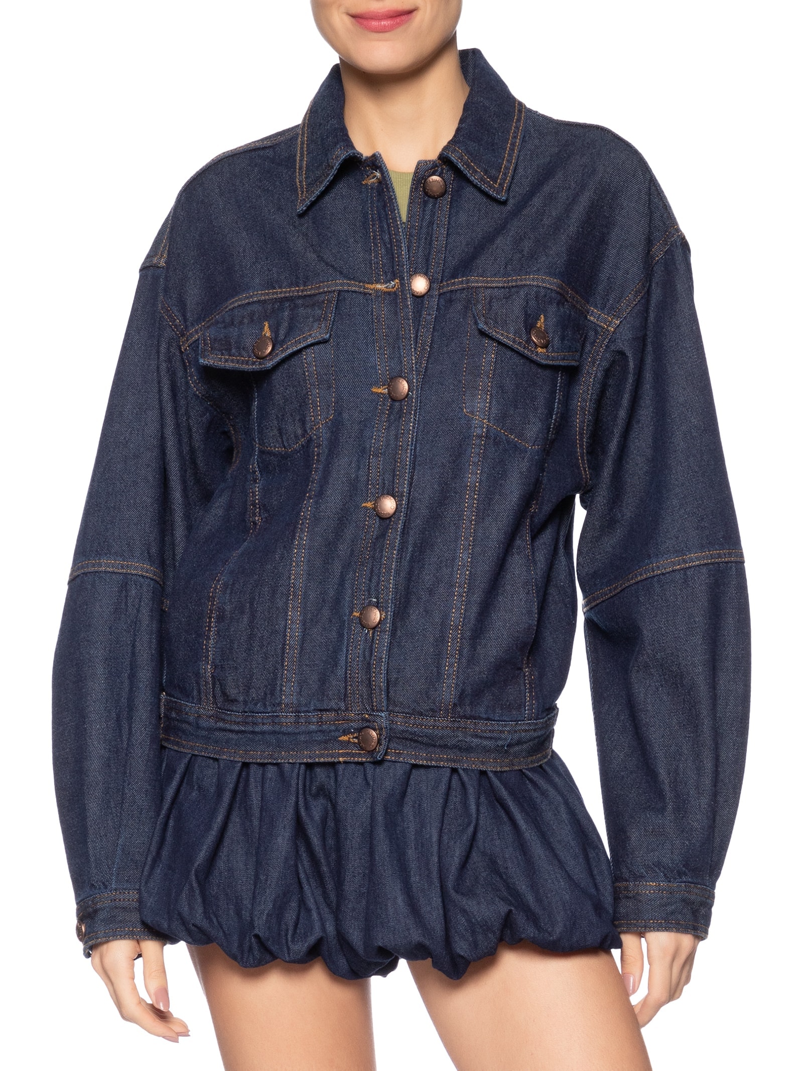 Jaqueta Feminina Jeans Recorte Western Azul Farm