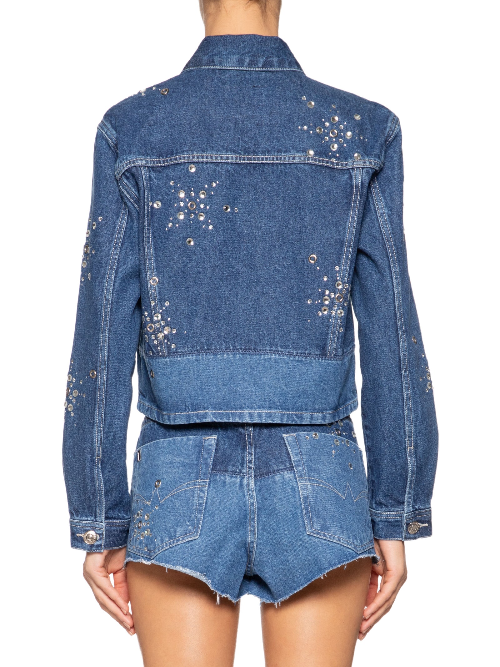 Jaqueta Feminina Jeans Recorte Zigzag Hot Fix Azul Animale Jeans