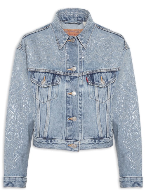 Jaqueta Feminina Jeans Shrunken 90S No Pleat Trucker Beyonce – Azul