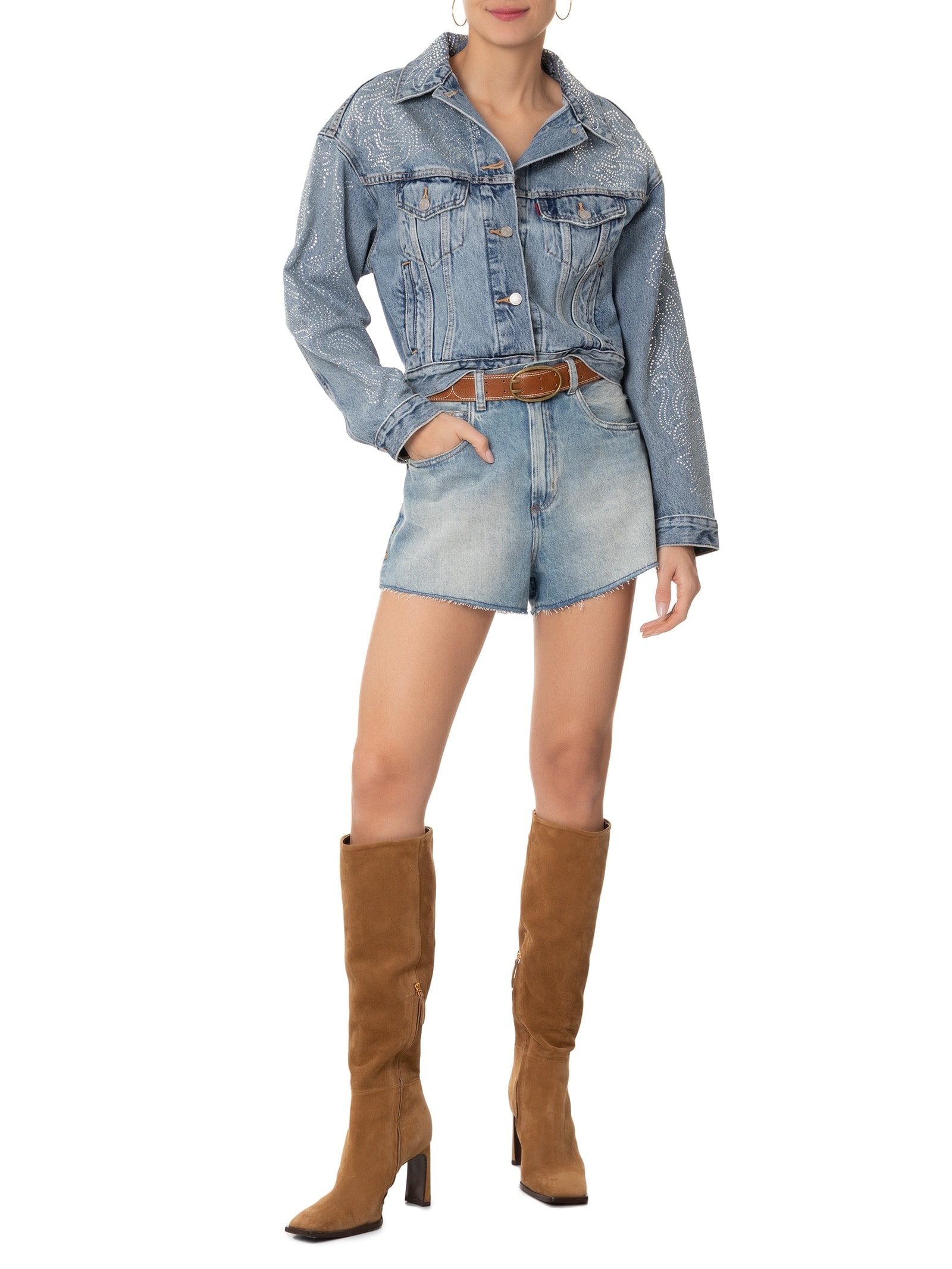 Jaqueta Feminina Jeans Shrunken 90S No Pleat Trucker Beyonce Azul Levi's + Beyoncé