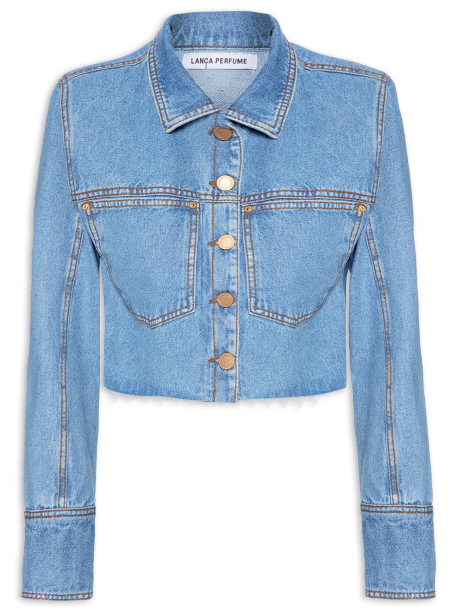 Jaqueta Feminina Jeans Trucker Slim Resinada - Azul - Lança Perfume